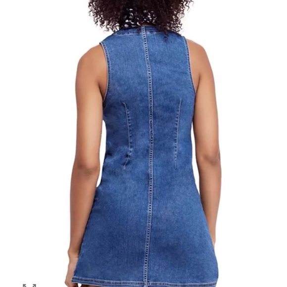 Free People Wandering Star Denim Mini Dress Size 8 - Picture 2 of 5